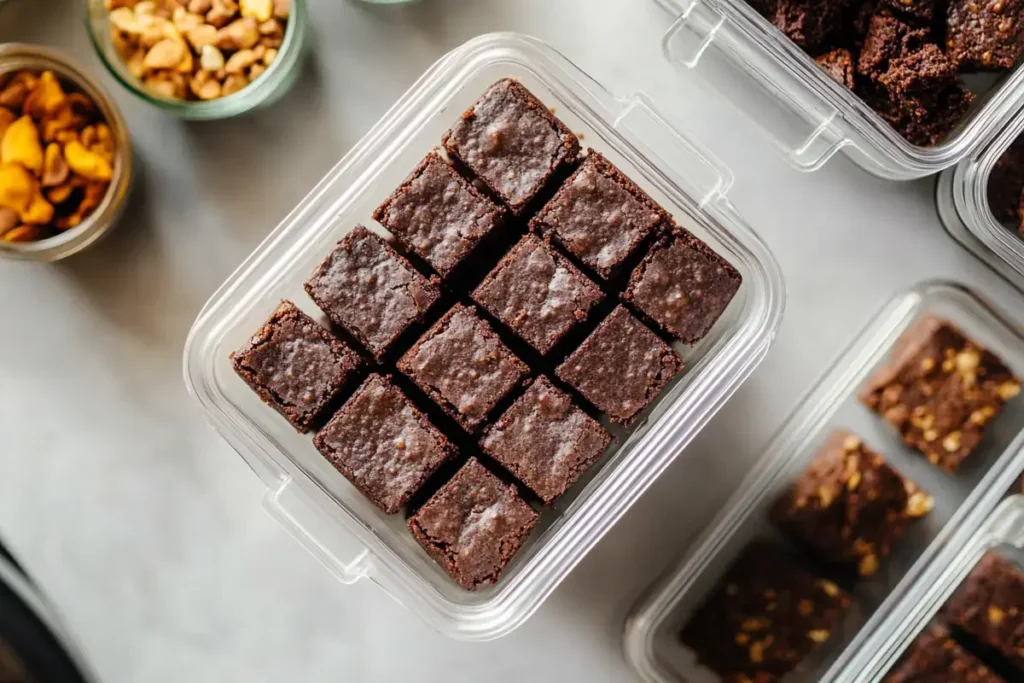 Stored brownies in an airtight container.