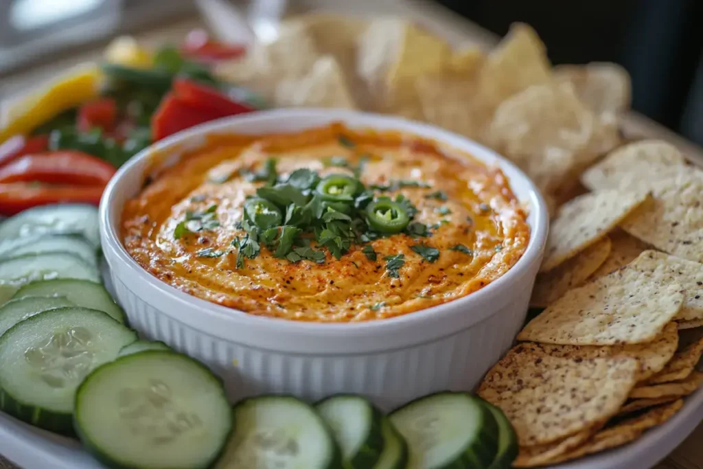  Rotel Dip with assorted dippers for serving